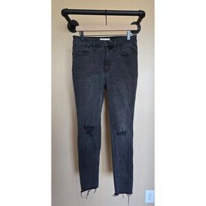 Madewell mid-rise skinny black distressed jeans women's 29 inch waist